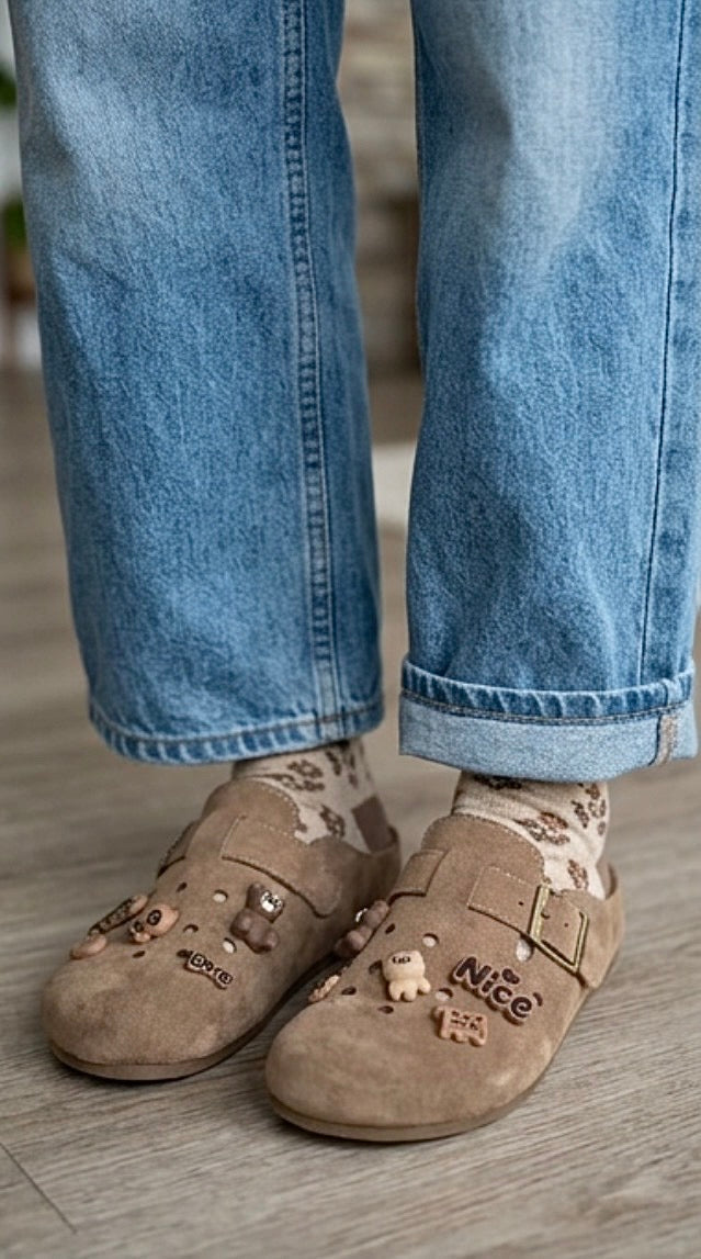 Mules Birkrocs Daim Camel