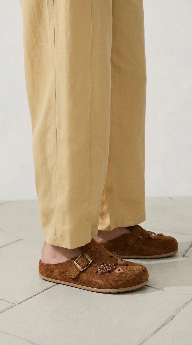 Mules Birkrocs Daim Marron
