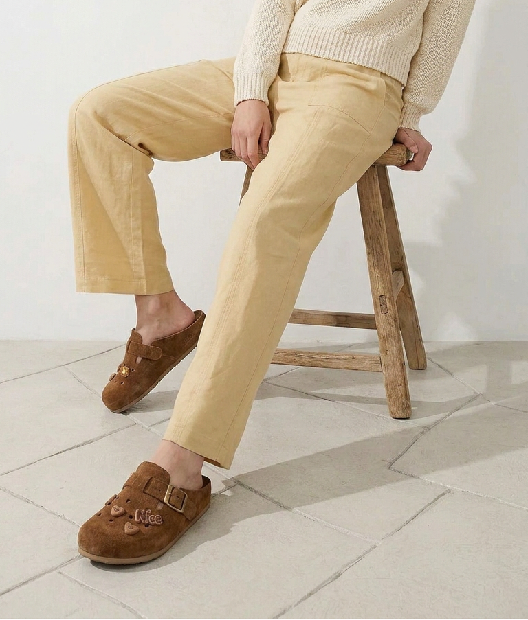 Mules Birkrocs Daim Marron
