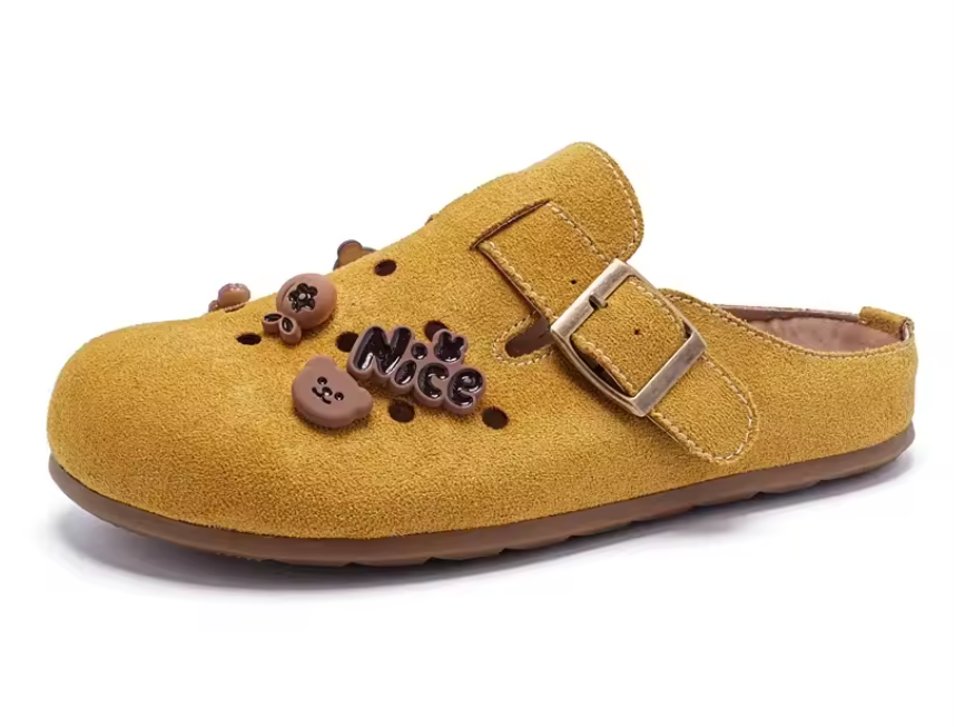 Mules Birkrocs Daim Moutarde